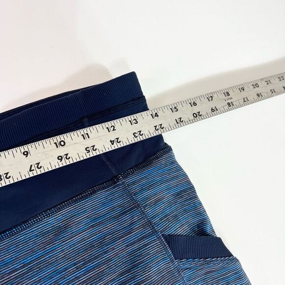 Lululemon Leggings Run For Fun Cropped Women 6 Wee Space Stripe Inkwell Blue - Picture 5 of 9